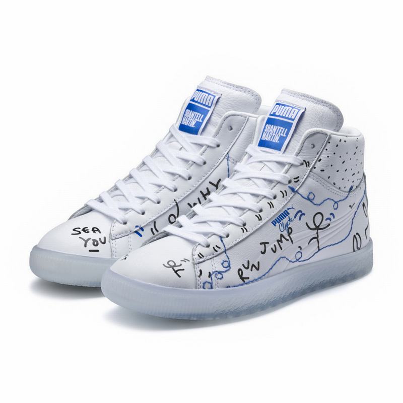 Basket Puma X Shantell Martin Clyde Mid Homme Blanche/Blanche Soldes 566USYHV